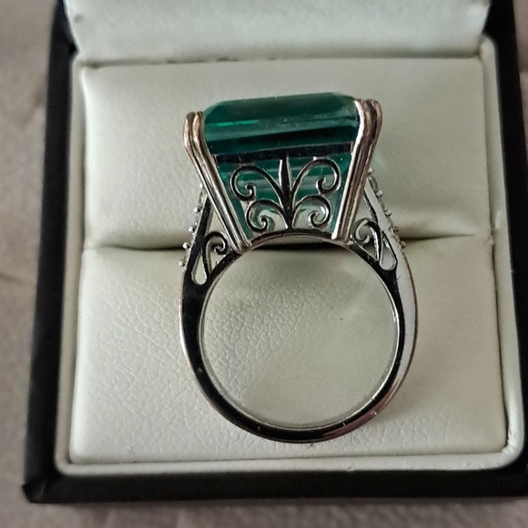 Peacock Quartz (Triplet) and White Zircon Ring in 925 Sterling Silver - Picture 3 of 9